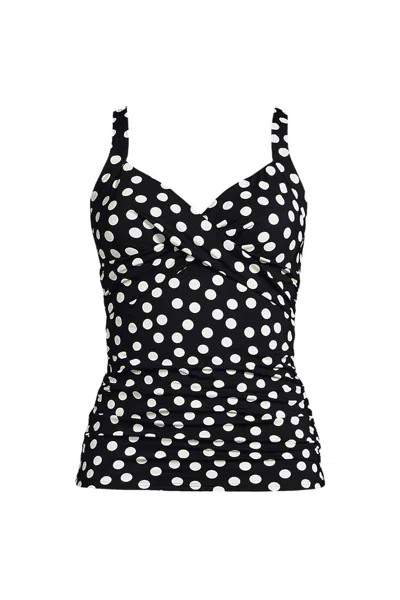 Lands' End Women's Sweetheart Wrap Underwire Tankini Top In Black
