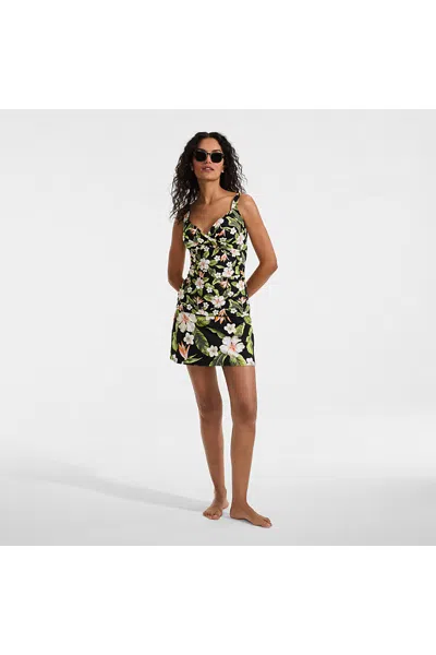 Lands' End Women's Sweetheart Wrap Underwire Tankini Top In Multi