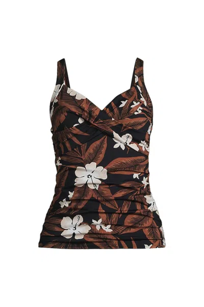 Lands' End Women's Sweetheart Wrap Underwire Tankini Top In Brown