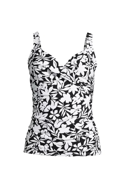 Lands' End Women's Sweetheart Wrap Underwire Tankini Top In Black
