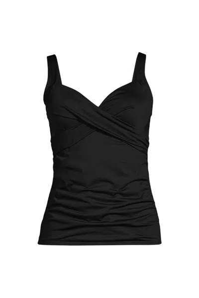 Lands' End Women's Sweetheart Wrap Underwire Tankini Top In Black