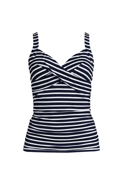 Lands' End Women's Sweetheart Wrap Underwire Tankini Top In Black
