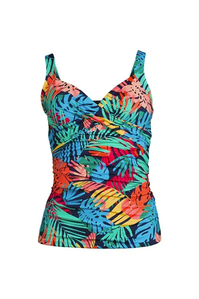 Lands' End Women's Sweetheart Wrap Underwire Tankini Top In Multi
