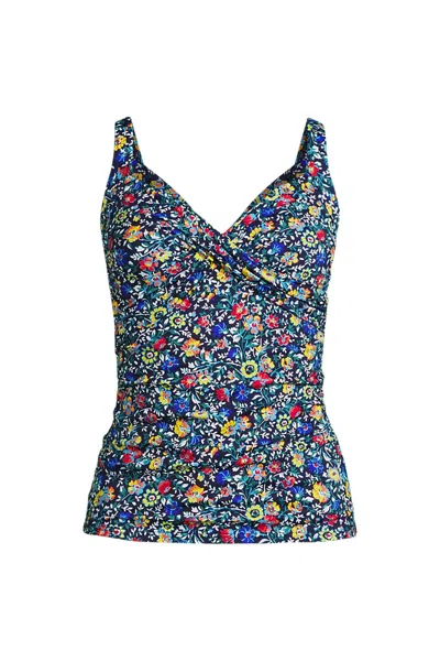 Lands' End Women's Sweetheart Wrap Underwire Tankini Top In Blue