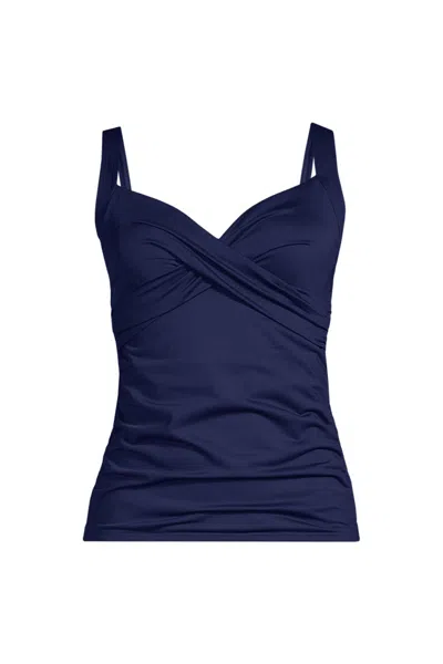 Lands' End Women's Sweetheart Wrap Underwire Tankini Top In Blue