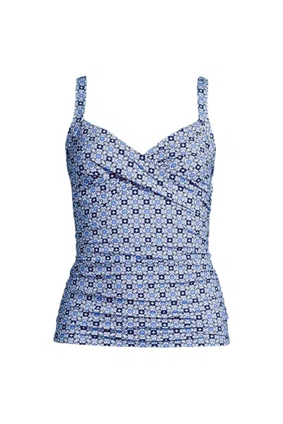 Lands' End Women's Sweetheart Wrap Underwire Tankini Top In Blue