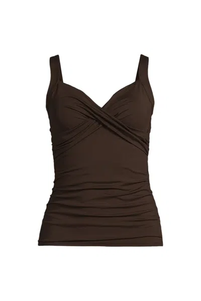 Lands' End Women's Sweetheart Wrap Underwire Tankini Top In Brown