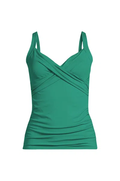 Lands' End Women's Sweetheart Wrap Underwire Tankini Top In Green
