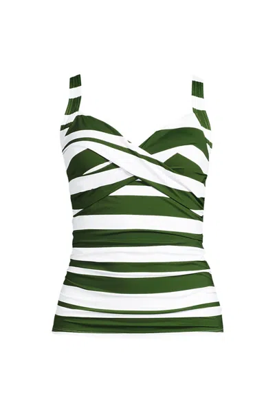 Lands' End Women's Sweetheart Wrap Underwire Tankini Top In Green