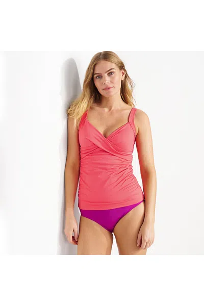 Lands' End Women's Sweetheart Wrap Underwire Tankini Top In Pink