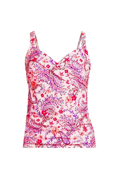 Lands' End Women's Sweetheart Wrap Underwire Tankini Top In Pink