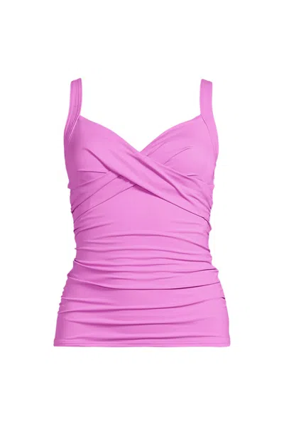 Lands' End Women's Sweetheart Wrap Underwire Tankini Top In Pink