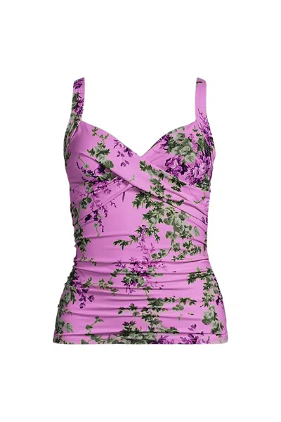Lands' End Women's Sweetheart Wrap Underwire Tankini Top In Pink