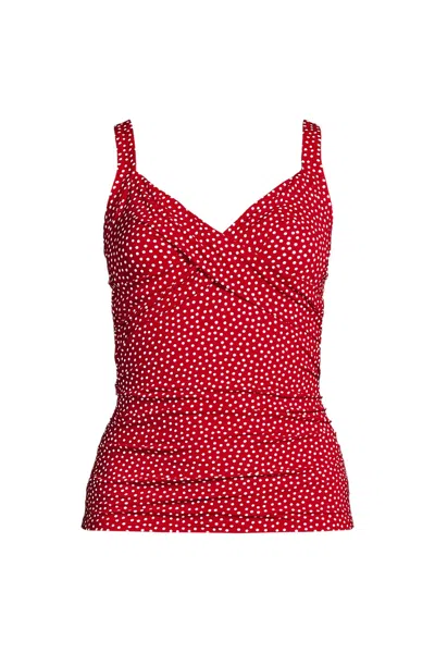 Lands' End Women's Sweetheart Wrap Underwire Tankini Top In Red