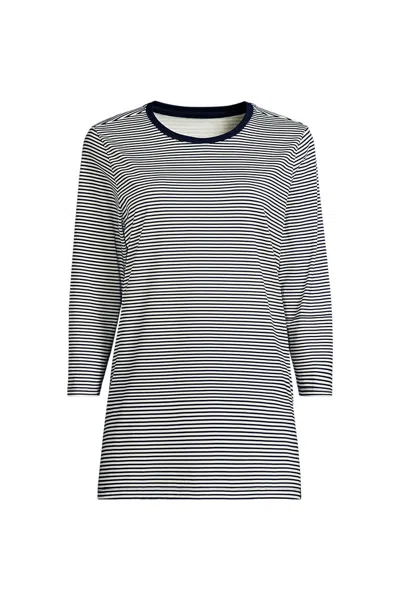 Lands' End Women's Tall 3/4 Sleeve Cotton Supima Tunic In Blue