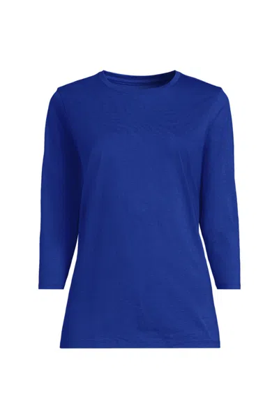 Lands' End Women's Tall 3/4 Sleeve Cotton Supima Tunic In Blue