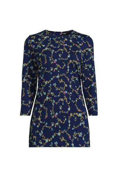 Lands' End Women's Tall 3/4 Sleeve Cotton Supima Tunic In Blue