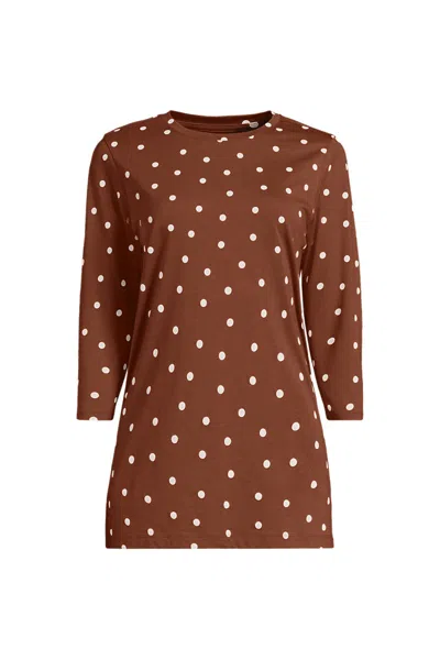 Lands' End Women's Tall 3/4 Sleeve Cotton Supima Tunic In Brown