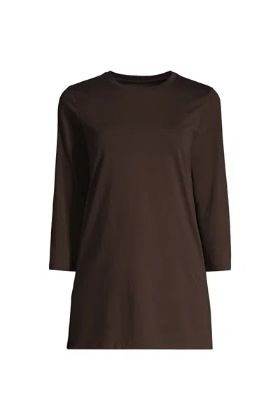 Lands' End Women's Tall 3/4 Sleeve Cotton Supima Tunic In Brown