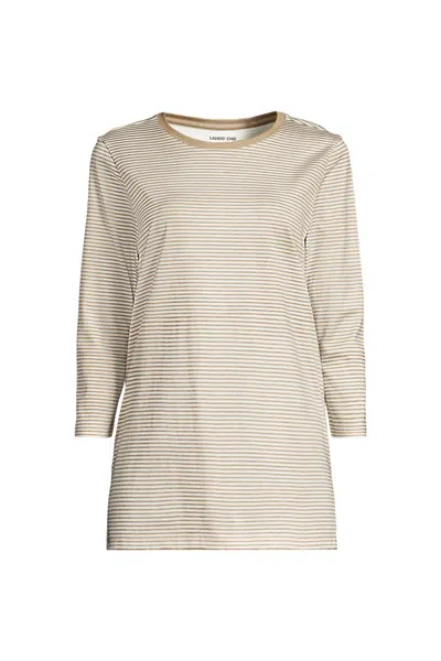 Lands' End Women's Tall 3/4 Sleeve Cotton Supima Tunic In Transparent