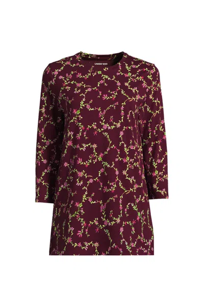 Lands' End Women's Tall 3/4 Sleeve Cotton Supima Tunic In Red