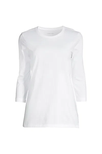Lands' End Women's Tall 3/4 Sleeve Cotton Supima Tunic In White