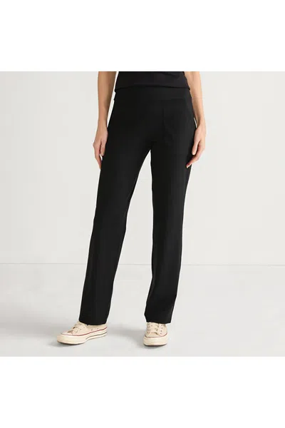 Lands' End Women's Tall Active Hi Impact High Rise Straight Leg Pants In Black