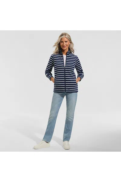 Lands' End Women's Tall Anyweather Fleece Full Zip Print Jacket In Blue