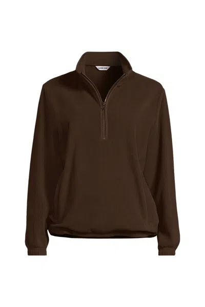 Lands' End Serious Sweats Relaxed Quarter Zip Pullover Sweatshirt In Brown