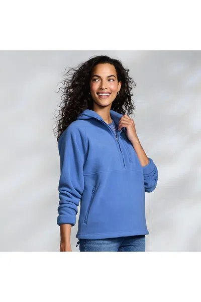 Lands' End Women's Tall Anyweather Raindefense Hooded Half Zip Fleece Pullover In Blue