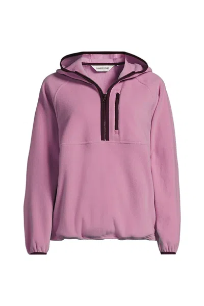 Lands' End Women's Tall Anyweather Raindefense Hooded Half Zip Fleece Pullover In Purple