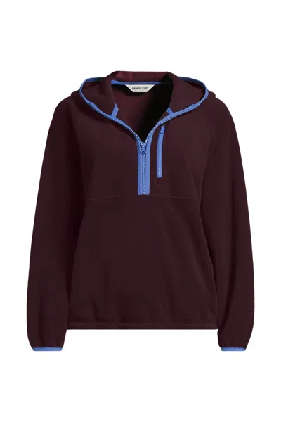 Lands' End Women's Tall Anyweather Raindefense Hooded Half Zip Fleece Pullover In Purple