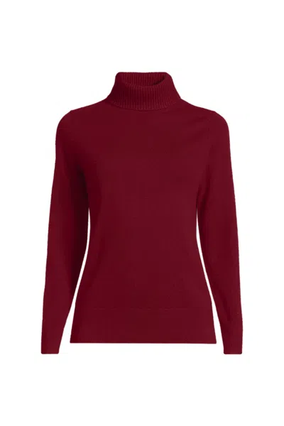Lands' End Women's Tall Cashmere Turtleneck Sweater In Red