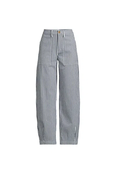 Lands' End Women's Tall Chino High Rise Barrel Leg Utility Ankle Pants In Multi