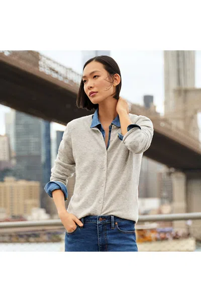 Lands' End Women's Tall Classic Cashmere Cardigan Sweater In Gray