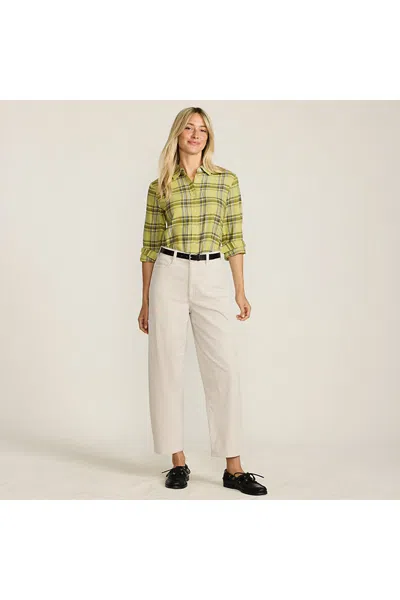Lands' End Women's Tall Corduroy High Rise Barrel Leg Ankle Pants In Ivory