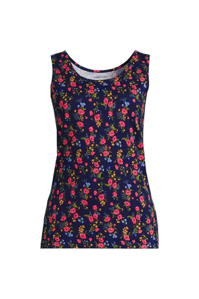 Lands' End Cotton Tank Top In Blue