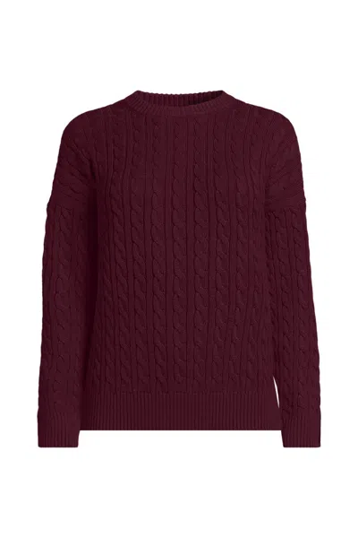 Lands' End Women's Tall Drifter Classic Cable Sweater In Red
