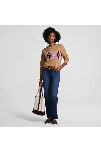 Lands' End Women's Tall Drifter Jacquard Sweater In Tan