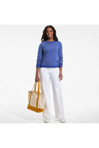 Lands' End Women's Tall Drifter Raglan Crew Sweater In Blue