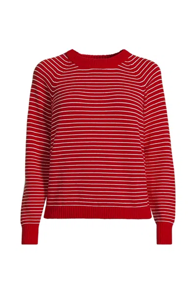 Lands' End Women's Tall Drifter Raglan Crew Sweater In Red