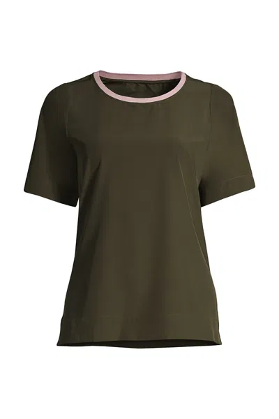 Lands' End Women's Tall Elbow Sleeve 365 Tunic Top In Green