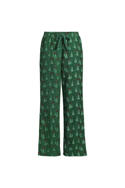 Lands' End Women's Tall Flannel Wide Leg Sleep Pants In Green