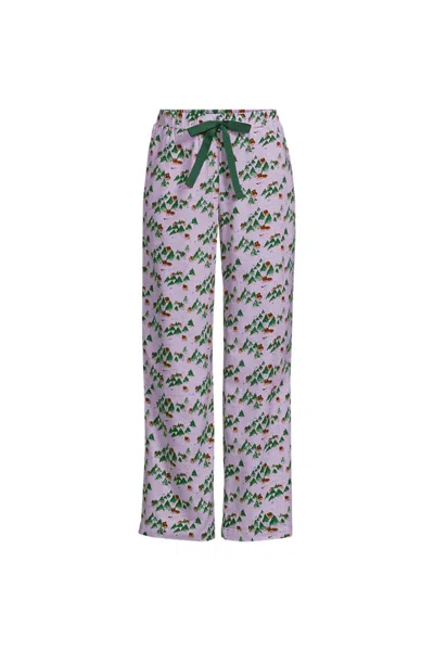 Lands' End Women's Tall Flannel Wide Leg Sleep Pants In Purple