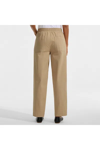 Lands' End Women's Tall Herringbone Chino High Rise Relaxed Straight Drawstring Ankle Pants In Brown