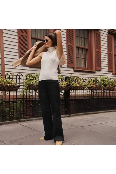 Lands' End Women's Tall High Rise 5 Pocket Wide Leg Chino Pants In Black