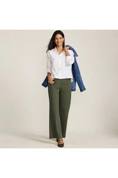 Lands' End Women's Tall High Rise 5 Pocket Wide Leg Chino Pants In Green