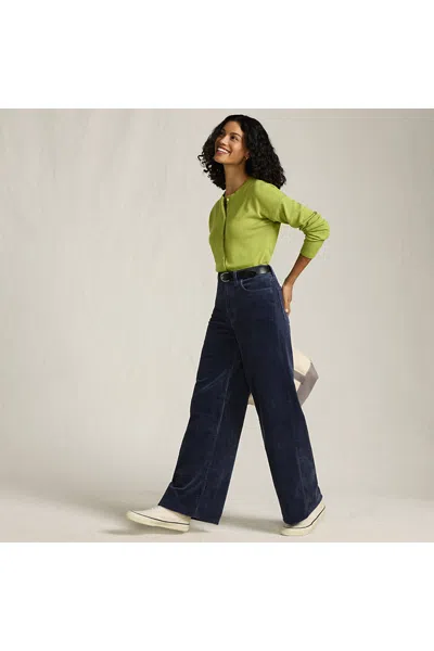 Lands' End Women's Tall High Rise Wide Leg Corduroy Pants In Blue