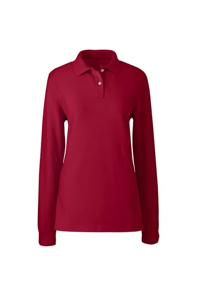 Lands' End Women's Tall Long Sleeve Mesh Polo Shirt In Red