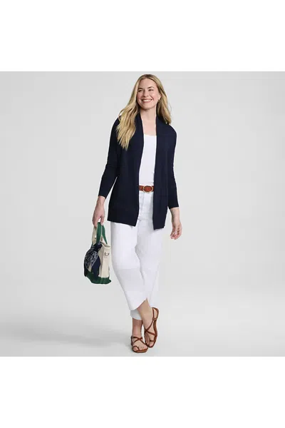 Lands' End Women's Tall Long Sleeve Open Long Cardigan Sweater In Blue